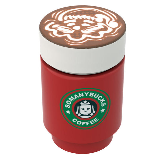 Somanybucks Christmas Coffee Cup w/ Santa Foam for Minifigs made using LEGO parts - B3 Customs