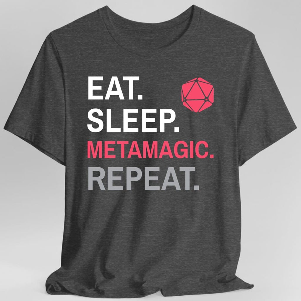 Sorcerer Class T-Shirt – 'Eat, Sleep, Metamagic, Repeat'