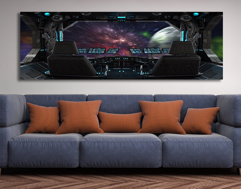 Space Travel Space Ship Window Canvas Wall Art