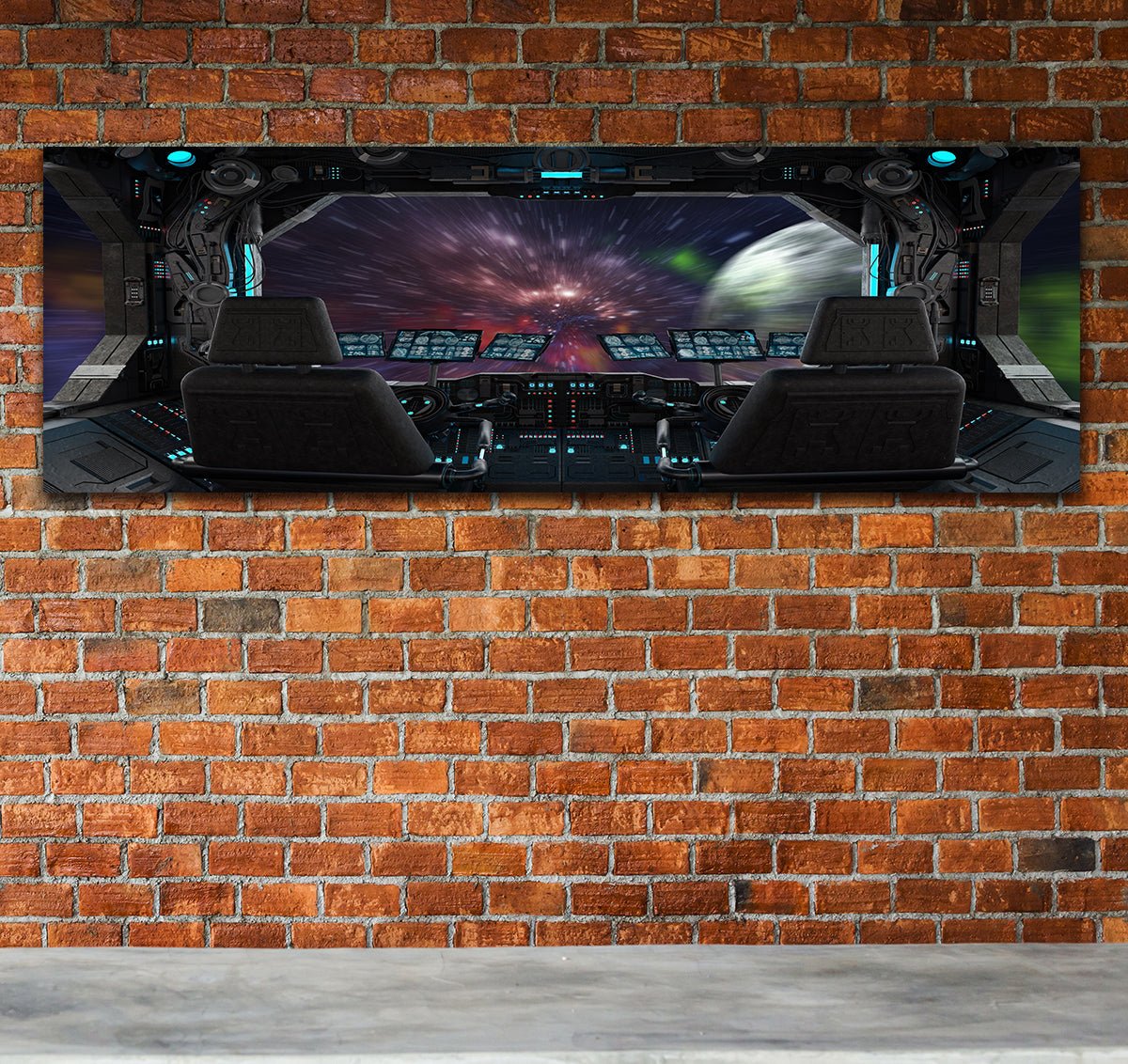 Space Travel Space Ship Window Canvas Wall Art