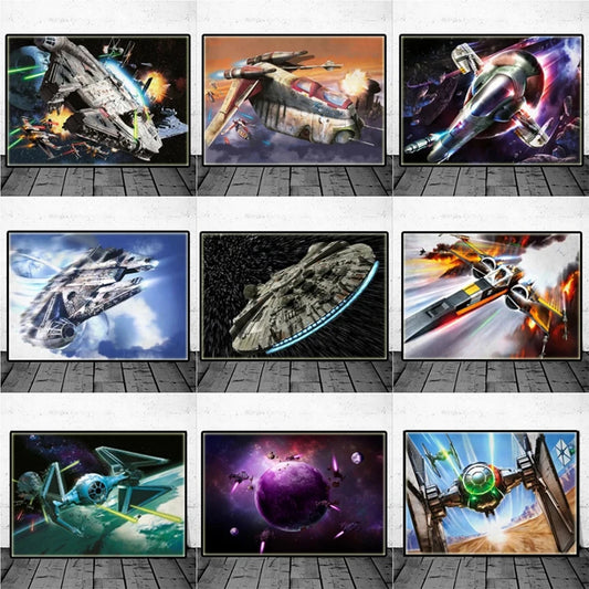 Spaceship Art Destroyer Millennium Falcon Star Trek 5D DIY Diamond Painting Kits Full Drill Diamond Mosaic Diamond Embroidery