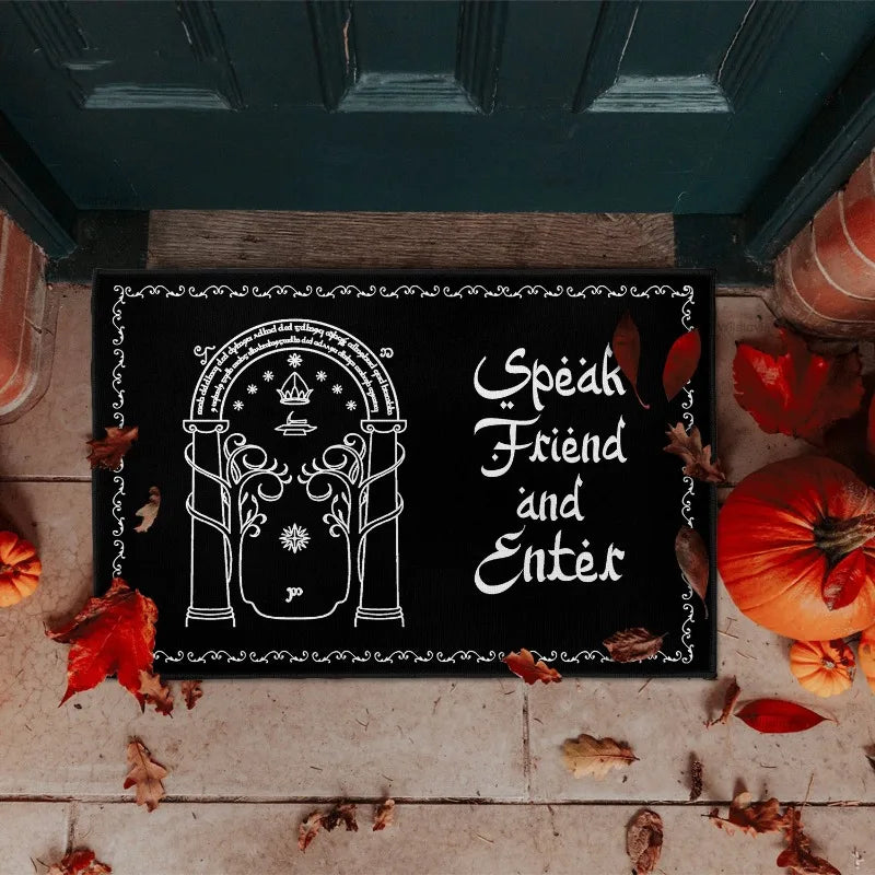 Speak Friend and Enter Doormat Non-Slip Bathroom Kitchen Mat Garden Garage Door Floor Entrance Carpet Rug