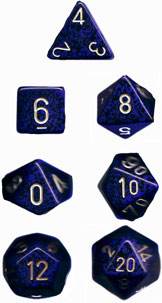 Speckled Polyhedral Golden Cobalt 7-Die Set - 