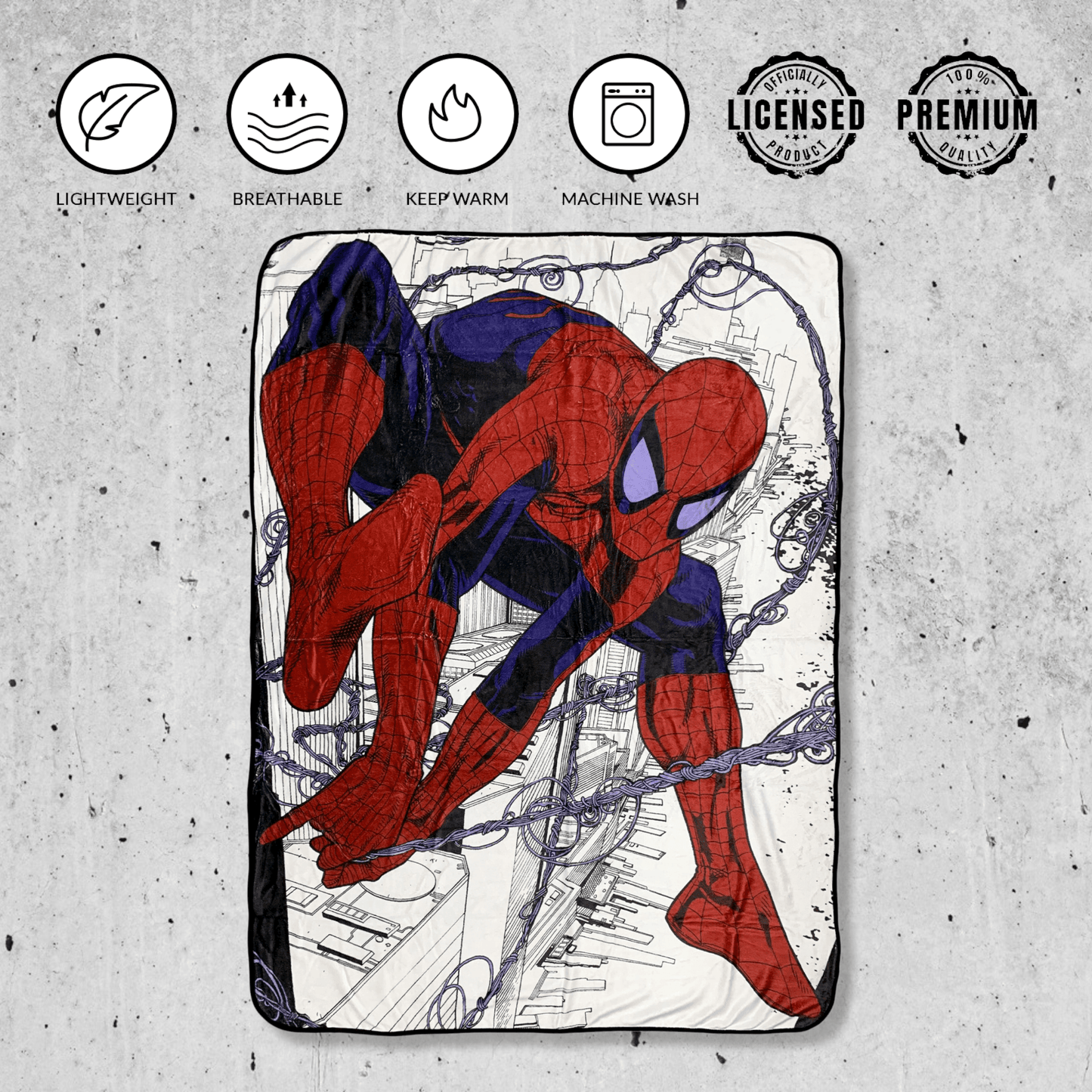 Spider-Man Webslinger Marvel Flannel Fleece Throw Super Soft Lightweight Fleece Blanket 45x60in - 