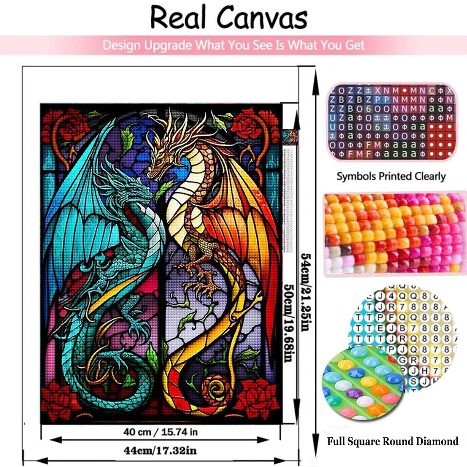 Stained Glass Dragon Diamond Painting