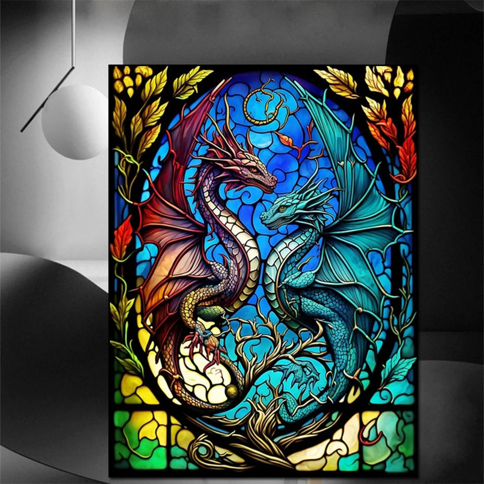 Stained Glass Dragon Diamond Painting