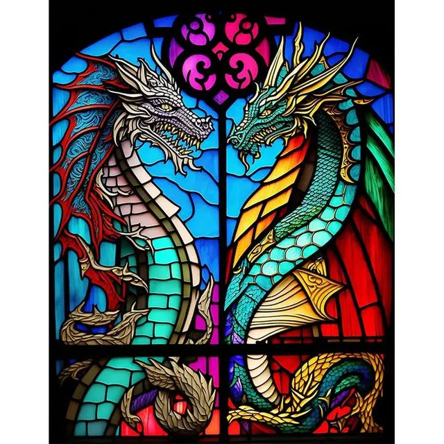 Stained Glass Dragon Diamond Painting