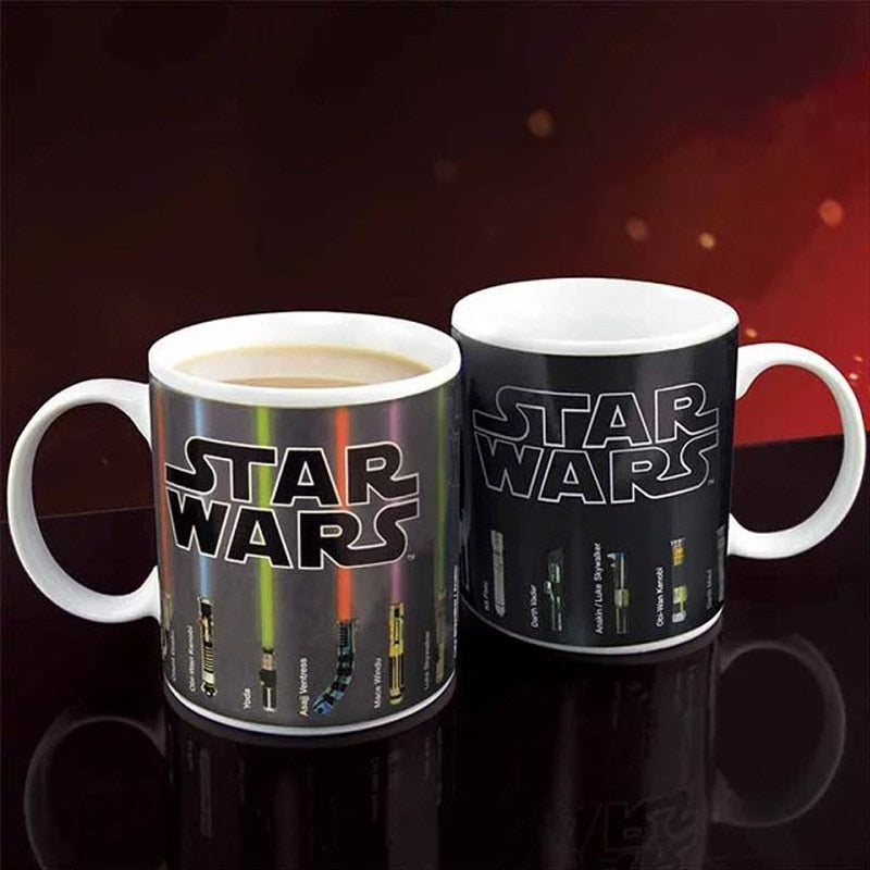 Star war color changing coffee mugs Lightsaber ceramic cups and mugs magic mark drinkware