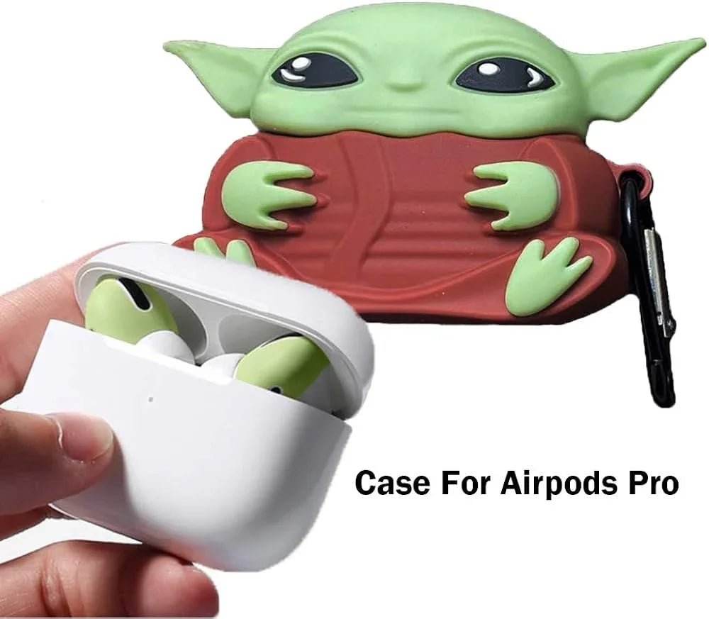 Star Wars Airpod Case Mandalorian Baby Yoda Grogu Silicon bumper keychain - 