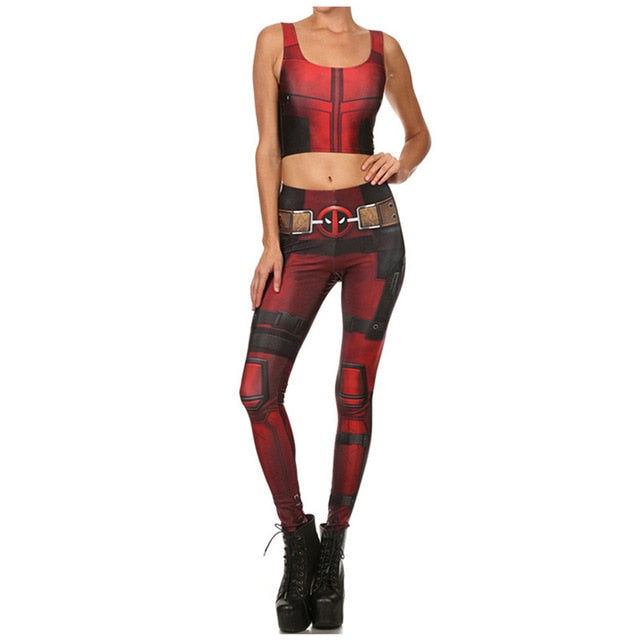 Star Wars Cosplay Costume For Women Wonder Captain America Deadpool Woman Croped Tops Leggings Sets