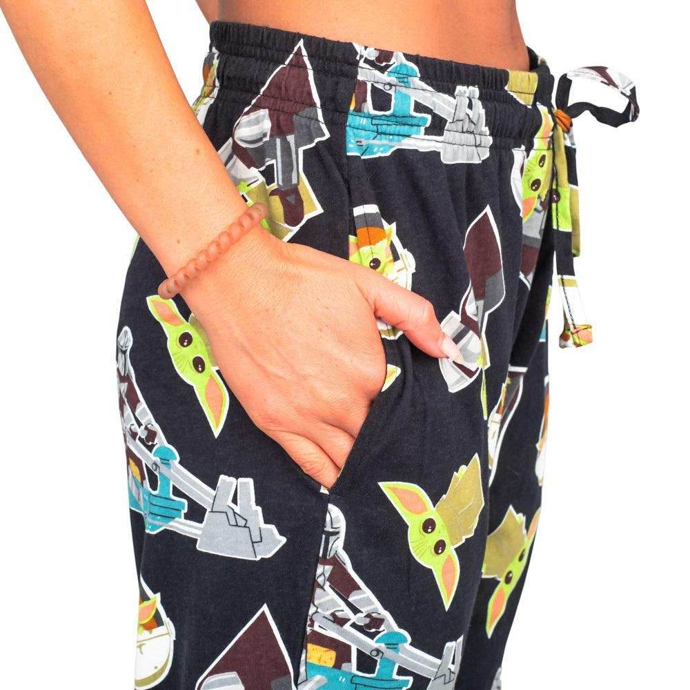 Star Wars The Mandalorian Baby Yoda Pajamas Black Lounge Pants - S