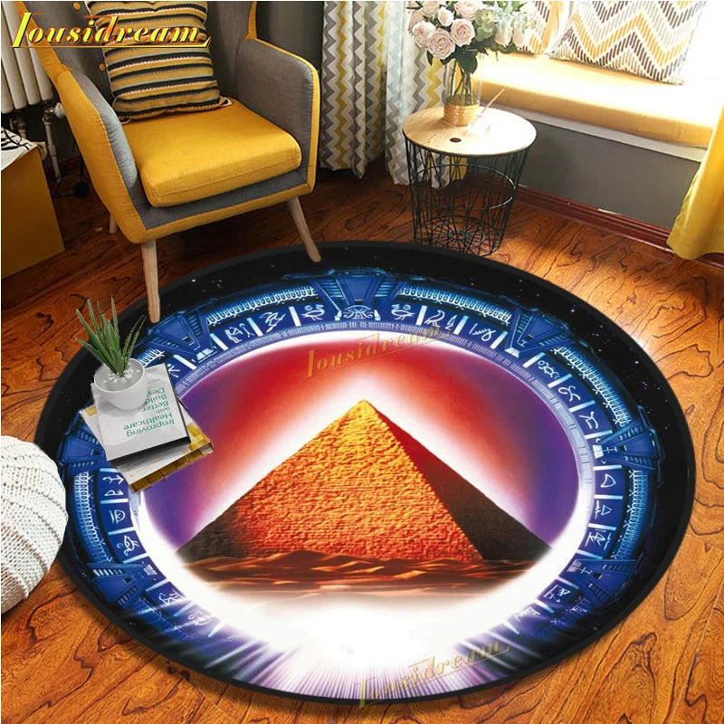 Stargate Carpet Movie Non-slip Floormat Round Area Rug Science Fiction Chairmat Play Mat for Playroom Bedroom Kids Room