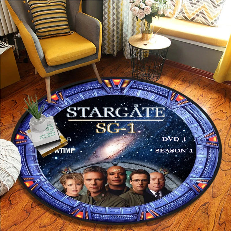 Stargate Carpet Movie Non-slip Floormat Round Area Rug Science Fiction Chairmat Play Mat for Playroom Bedroom Kids Room