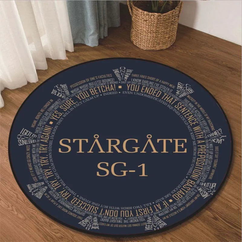 Stargate Carpet Movie Non-slip Floormat Round Area Rug Science Fiction Chairmat Play Mat for Playroom Bedroom Kids Room