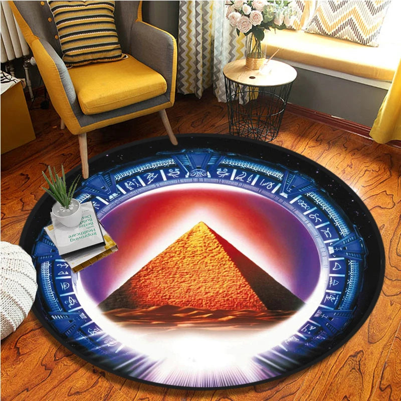 Stargate Carpet Movie Non-slip Floormat Round Area Rug Science Fiction Chairmat Play Mat for Playroom Bedroom Kids Room