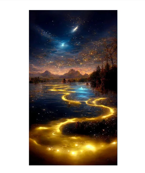 Starry Sky Landscape 5D Diamond Painting Full Kit Diamond Embroidery Handmade DIY Cross Stitch Rhinestone Picture Home Decor