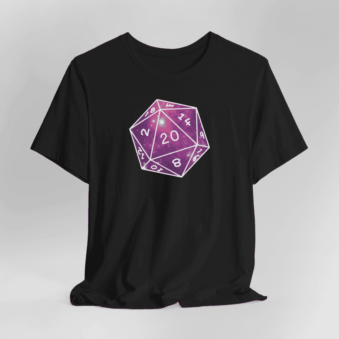 Stars Nebula D20 Dice Shirt - Black / S
