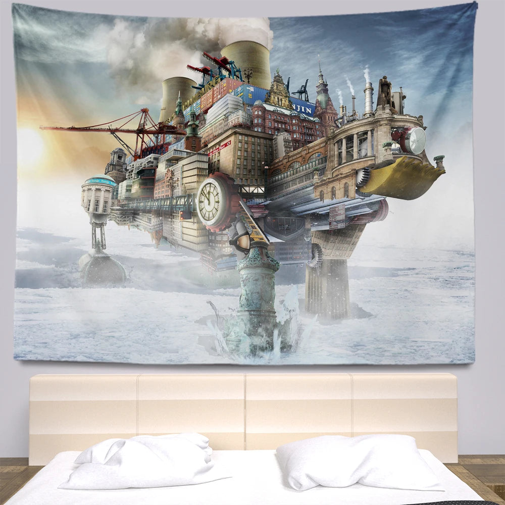 Steampunk Anime Tapestry Bohemia Hippie Room Decoration Large Wall Cloth Sheets Curtain Support Customization