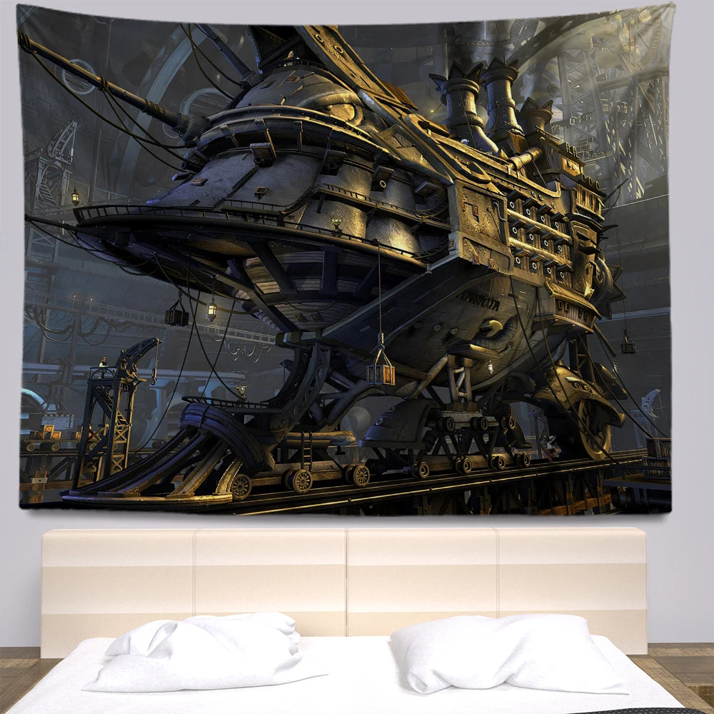 Steampunk Anime Tapestry Bohemia Hippie Room Decoration Large Wall Cloth Sheets Curtain Support Customization