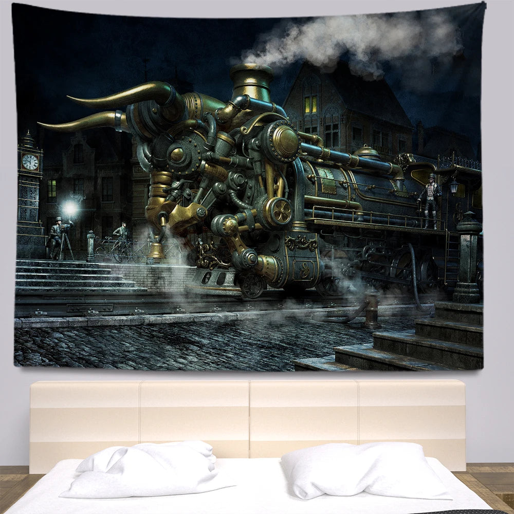 Steampunk Anime Tapestry Bohemia Hippie Room Decoration Large Wall Cloth Sheets Curtain Support Customization