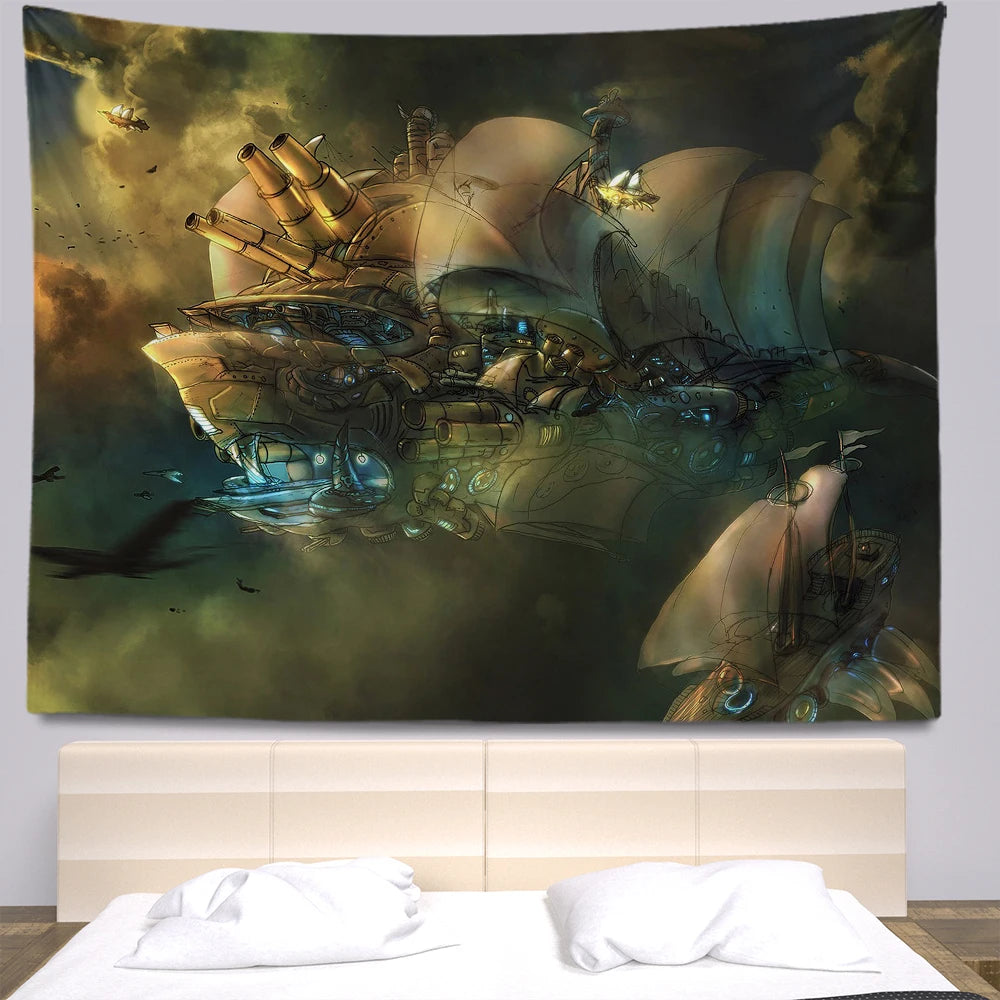 Steampunk Anime Tapestry Room Decoration Tapestry Wall Hanging Bohemia Wall Tapestry Home Decoration Tapestry Aesthetics