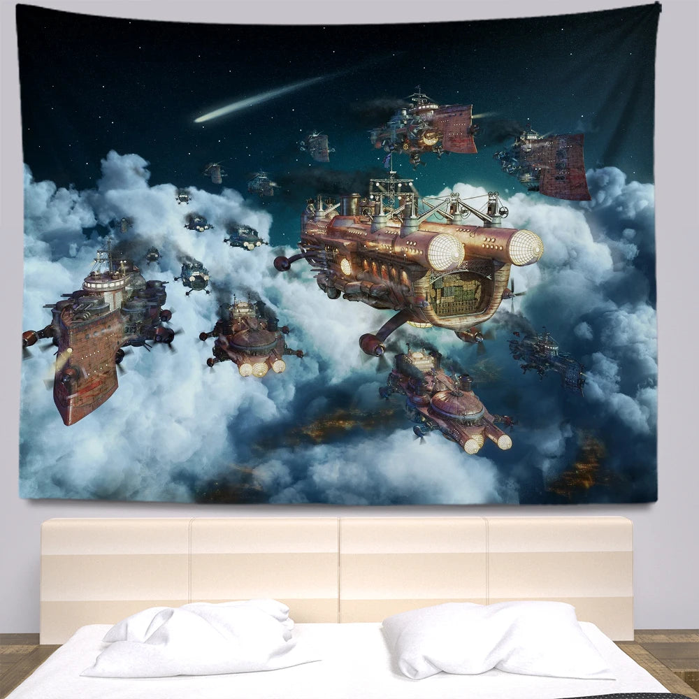 Steampunk Anime Tapestry Room Decoration Tapestry Wall Hanging Bohemia Wall Tapestry Home Decoration Tapestry Aesthetics