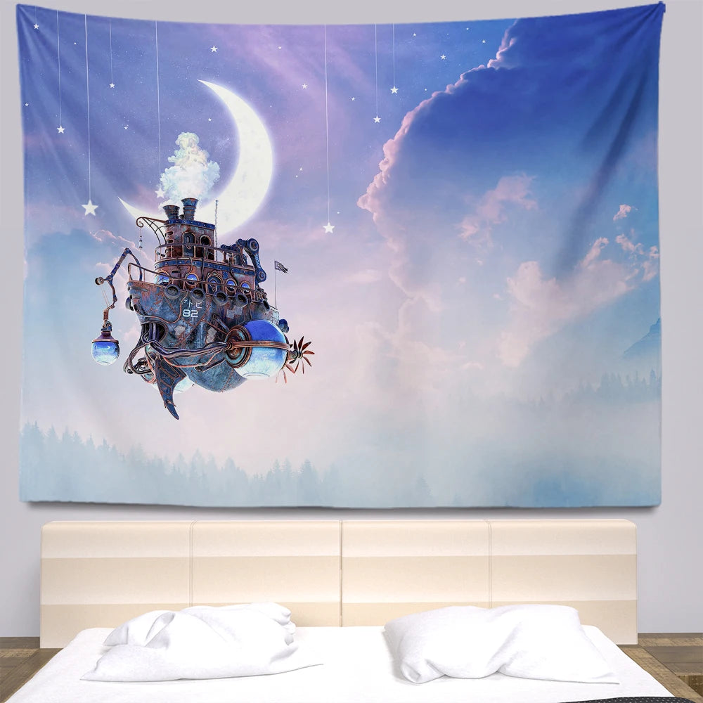 Steampunk Anime Tapestry Room Decoration Tapestry Wall Hanging Bohemia Wall Tapestry Home Decoration Tapestry Aesthetics