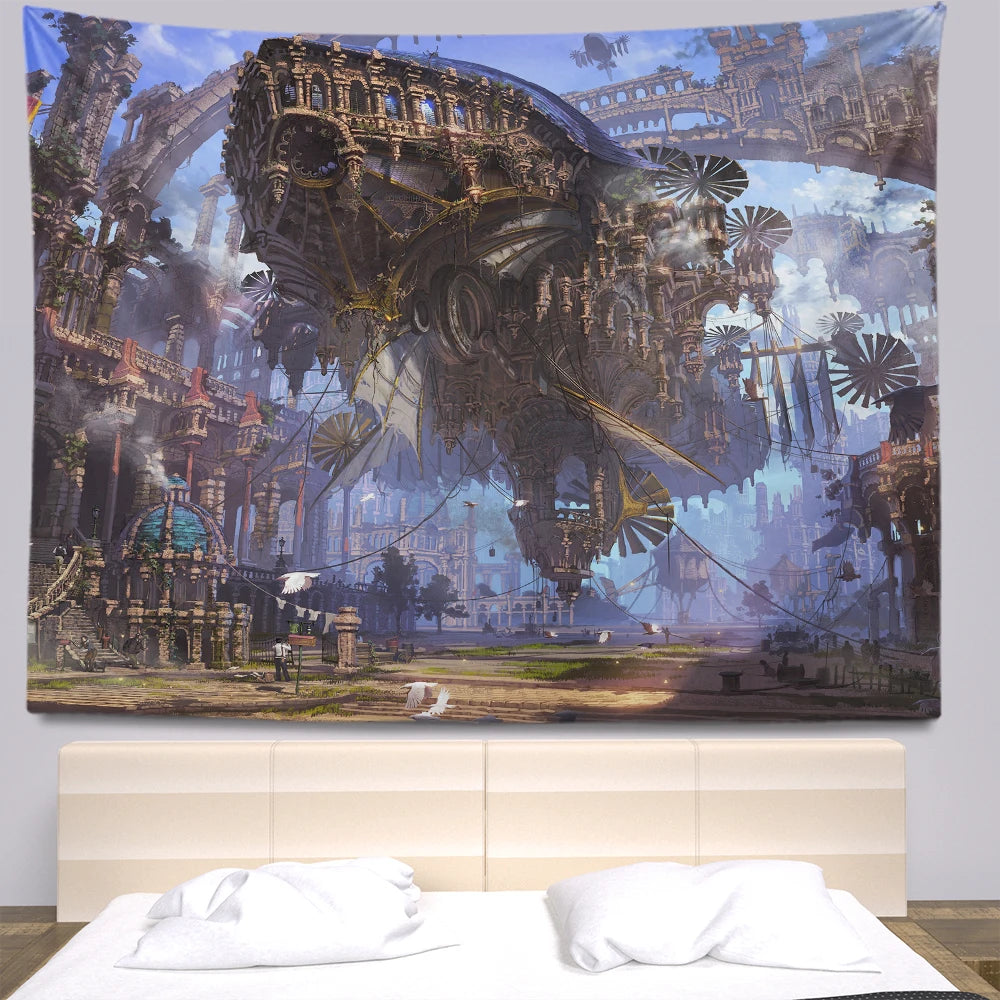 Steampunk Anime Tapestry Room Decoration Tapestry Wall Hanging Bohemia Wall Tapestry Home Decoration Tapestry Aesthetics