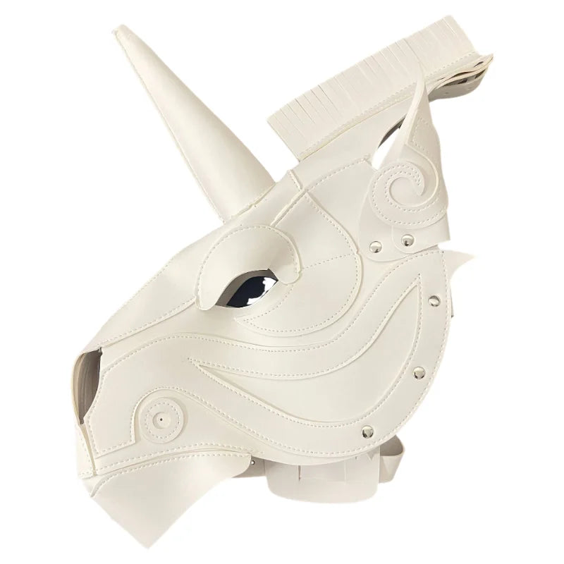 Steampunk style unicorn PU mask adjustable horse-face skirt pullover mask Halloween party dress up accessories cosplay props