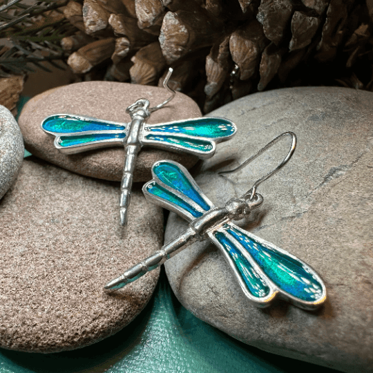 Blue Dragonfly Earrings - 