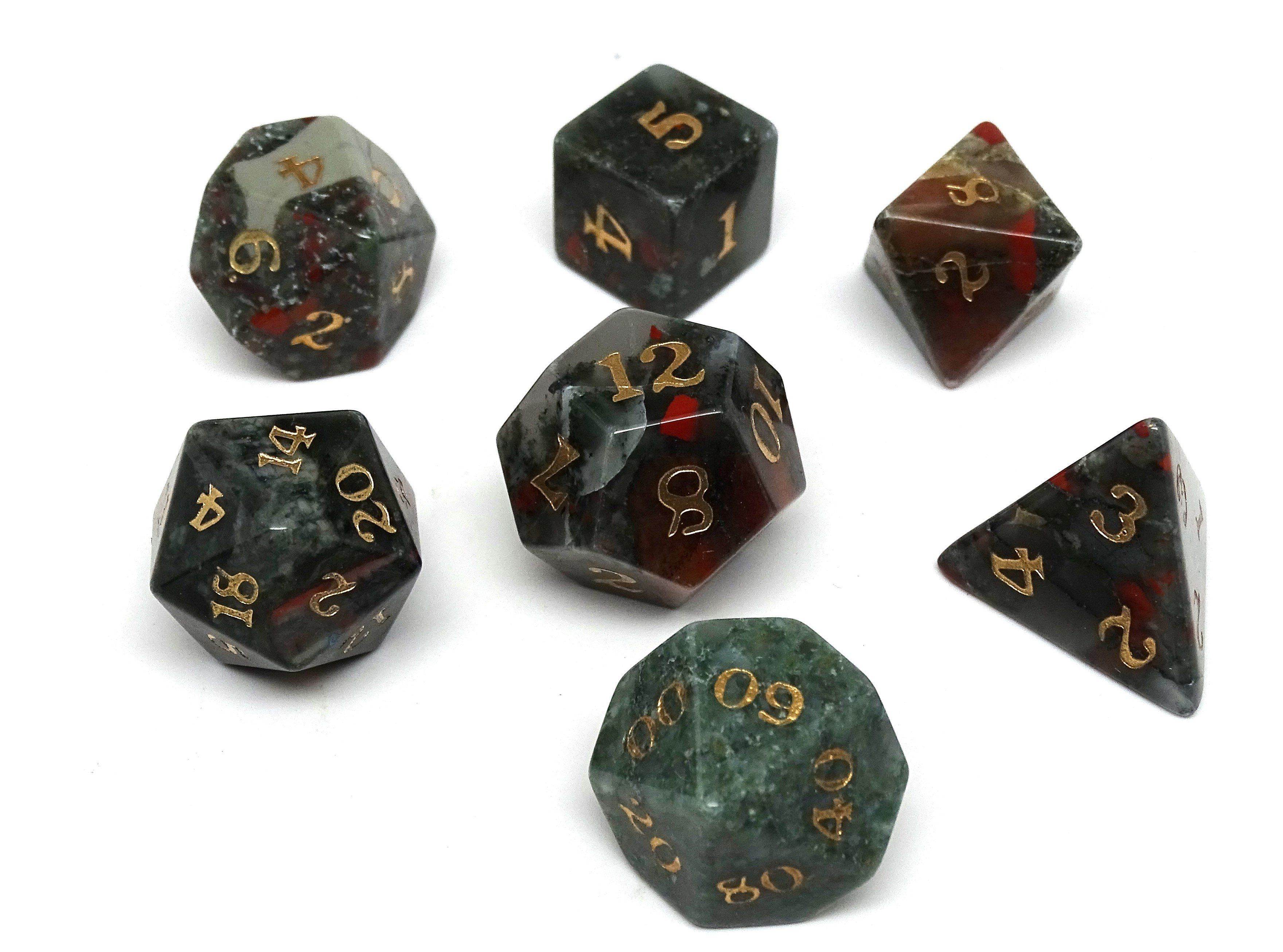 Stone Dice Collection - African Bloodstone - Signature Font - 