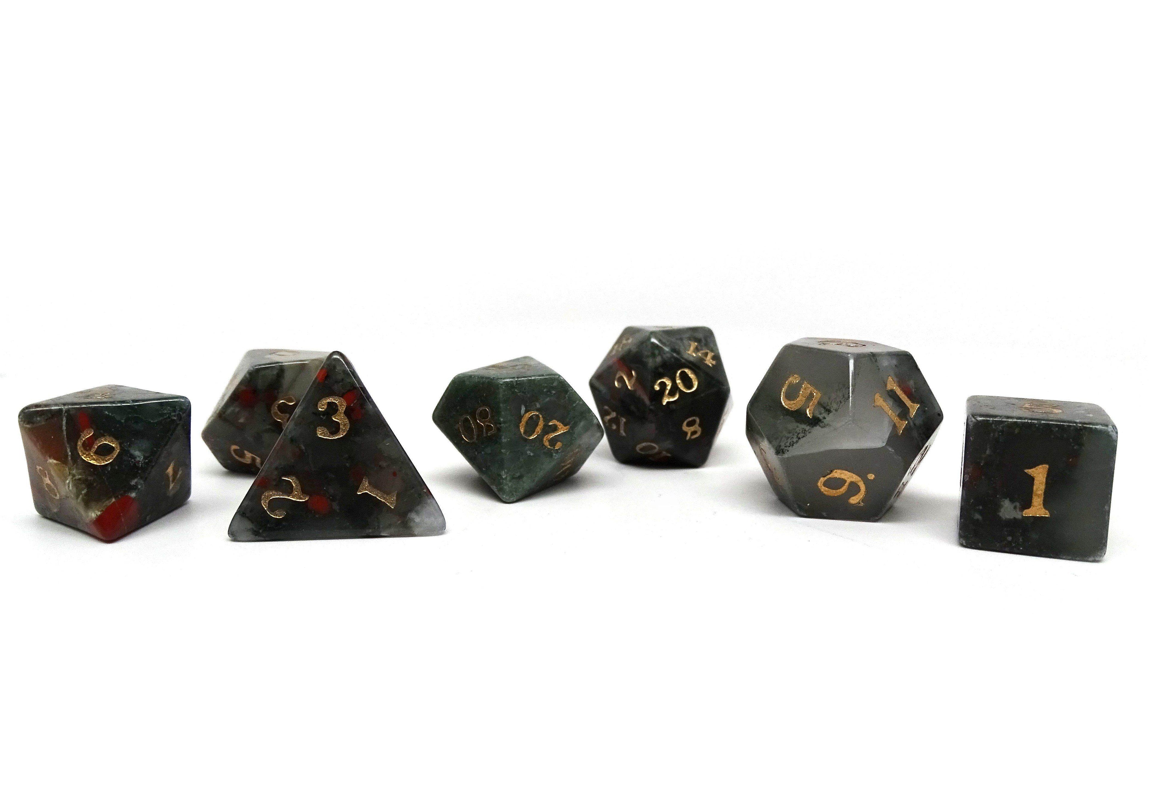 Stone Dice Collection - African Bloodstone - Signature Font - 
