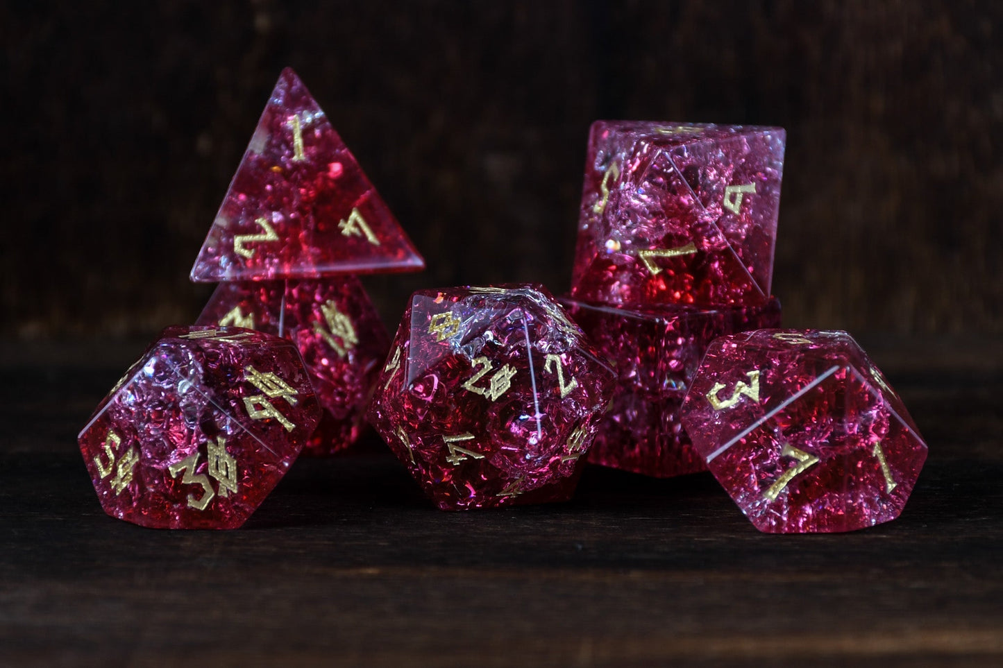 Strawberry Shattered Glass Dice Set