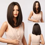 Stylish Light White Blonde Ombre Short Bob Wigs for Women Synthetic Straight Hair Wig Natural Cosplay Party Middle Part Wigs Wigs For Black Women Gifts for Bestfriends