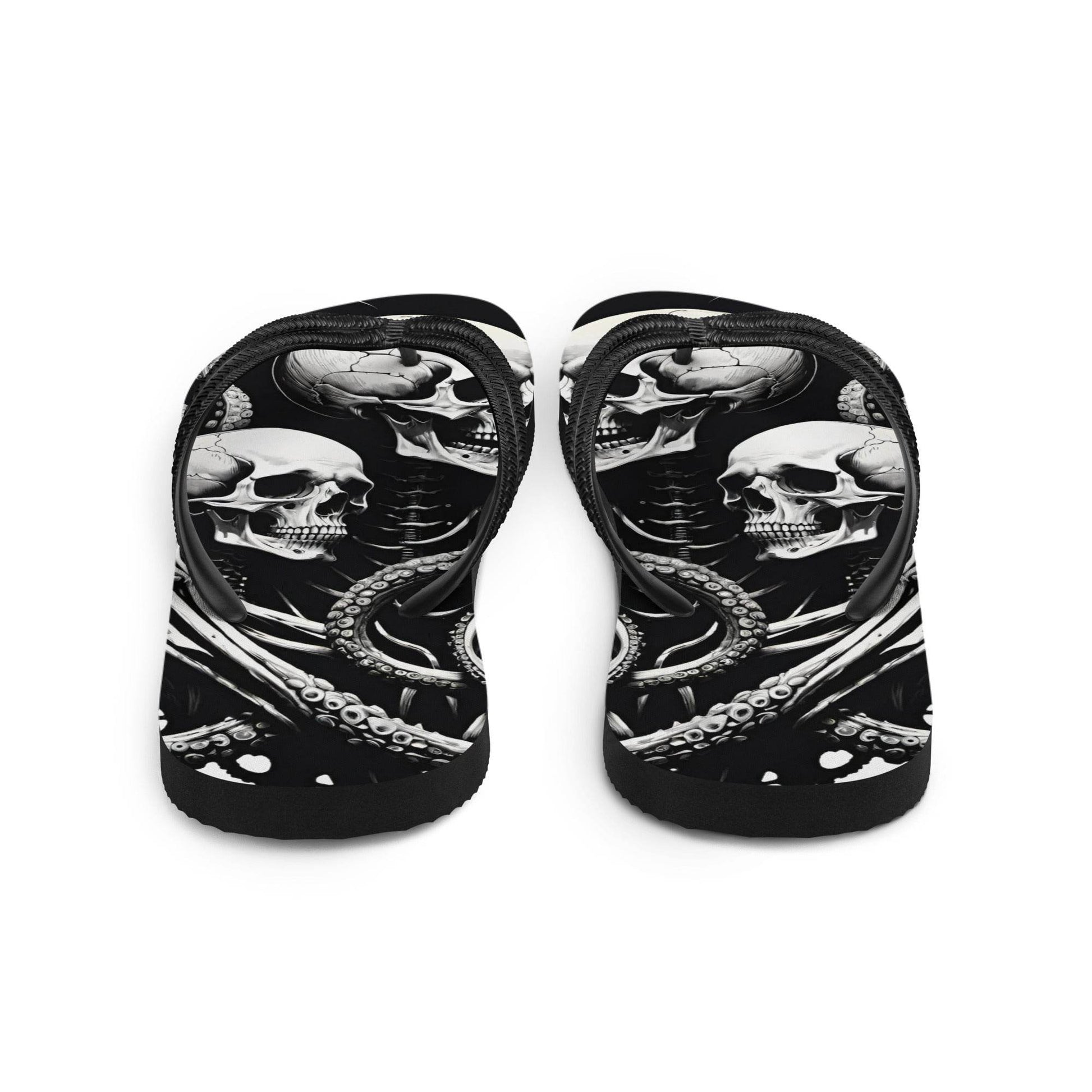 Skeletons and Octopus Tentacles Gothic Flip Flops - S