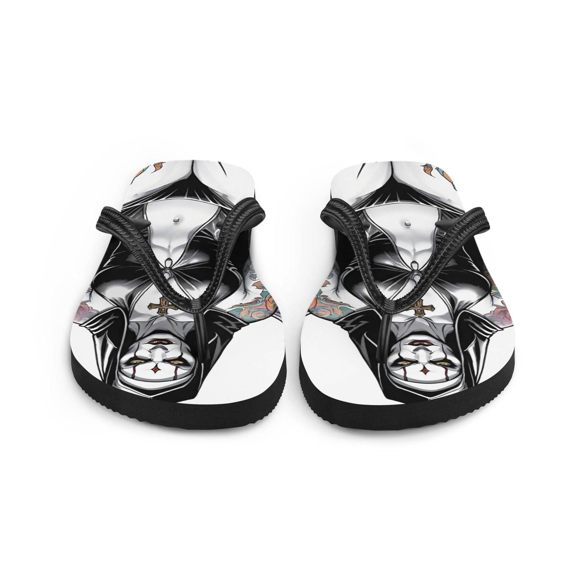 Sexy Evil Nun Gothic Flip Flops - S