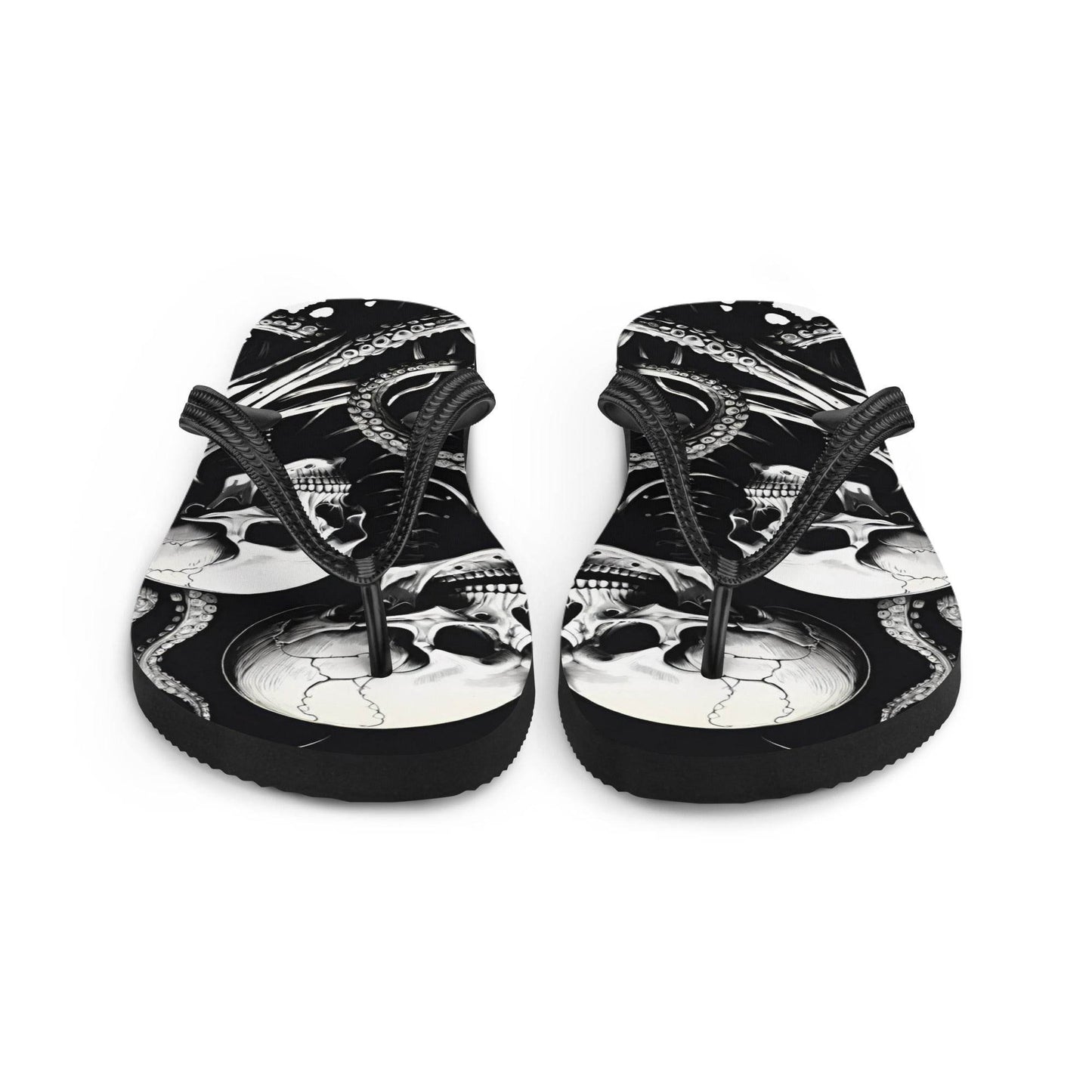 Skeletons and Octopus Tentacles Gothic Flip Flops - S