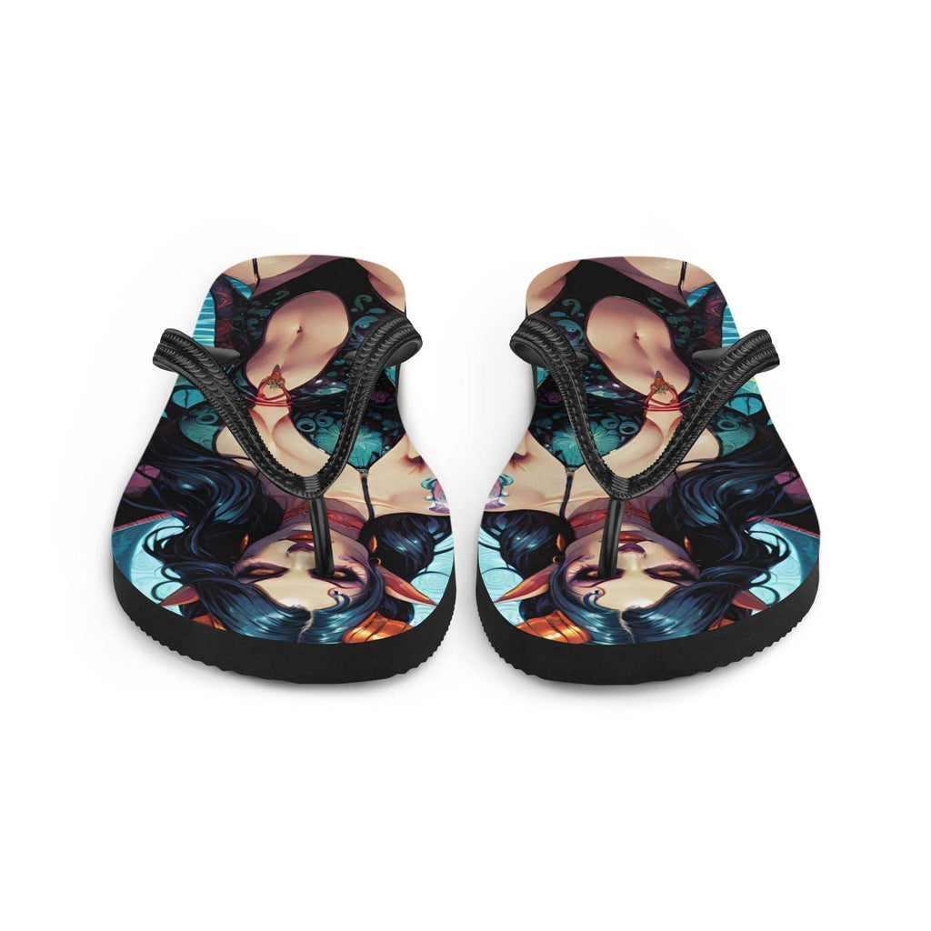 Colorful Summer Succubus in a Swimsuit 4 Gothic Flip Flops - S
