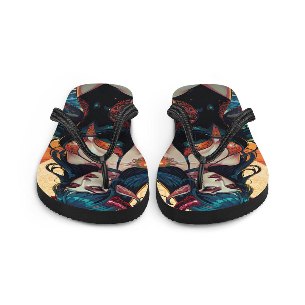 Colorful Summer Succubus in a Swimsuit 1 Gothic Flip Flops - S