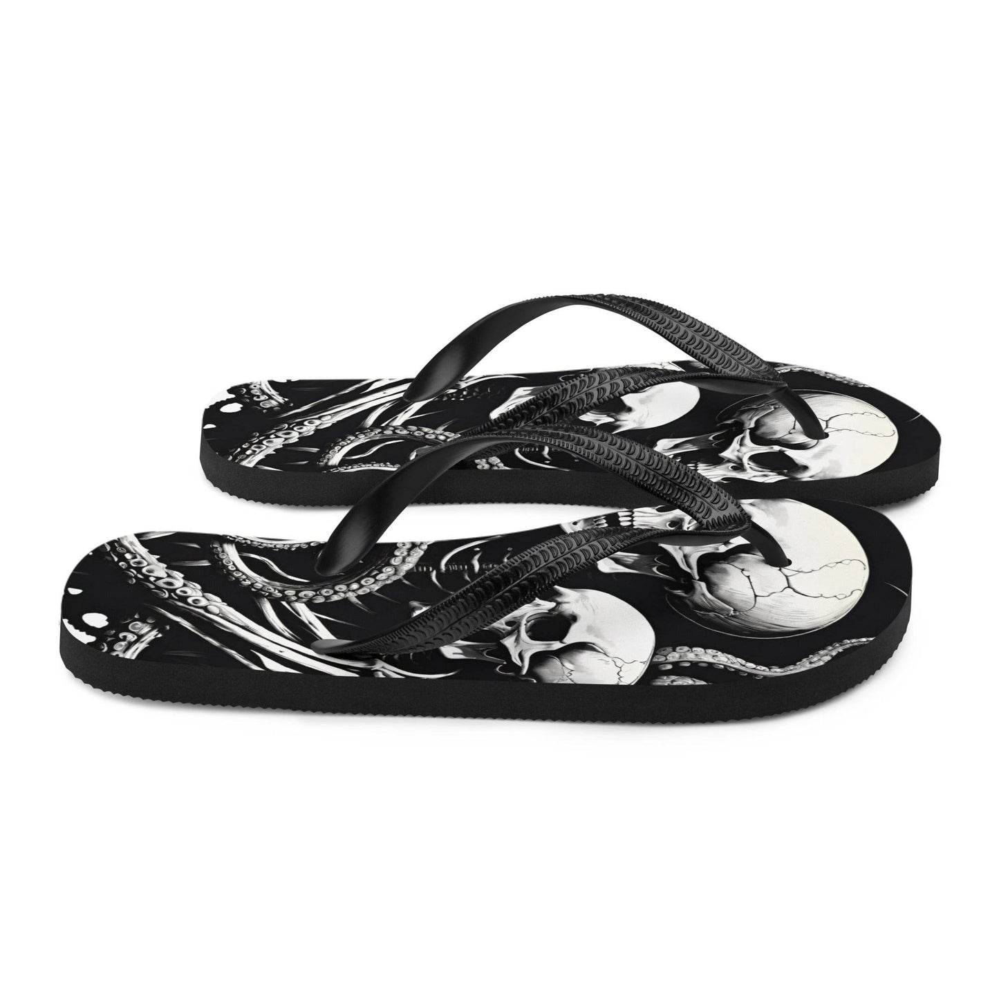 Skeletons and Octopus Tentacles Gothic Flip Flops - S