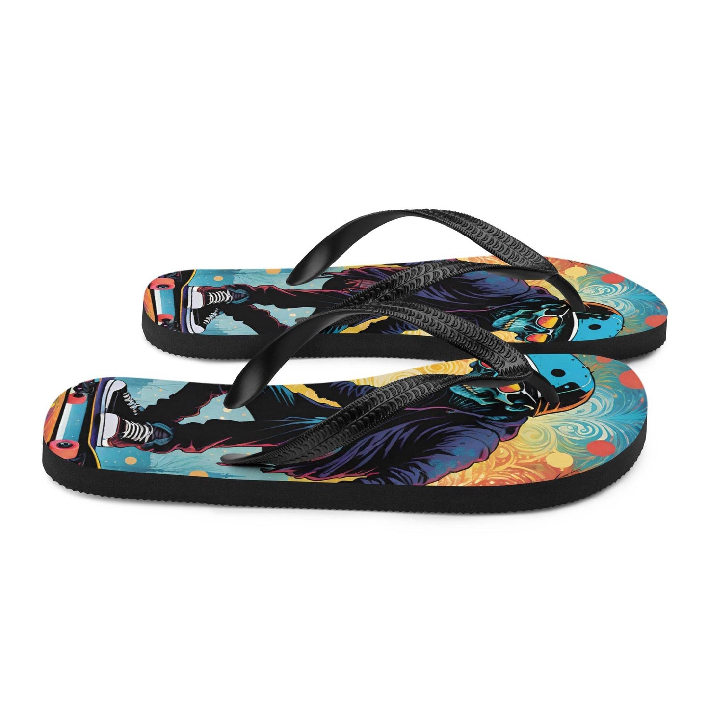 Colorful Skater Skeleton Flip Flops - S