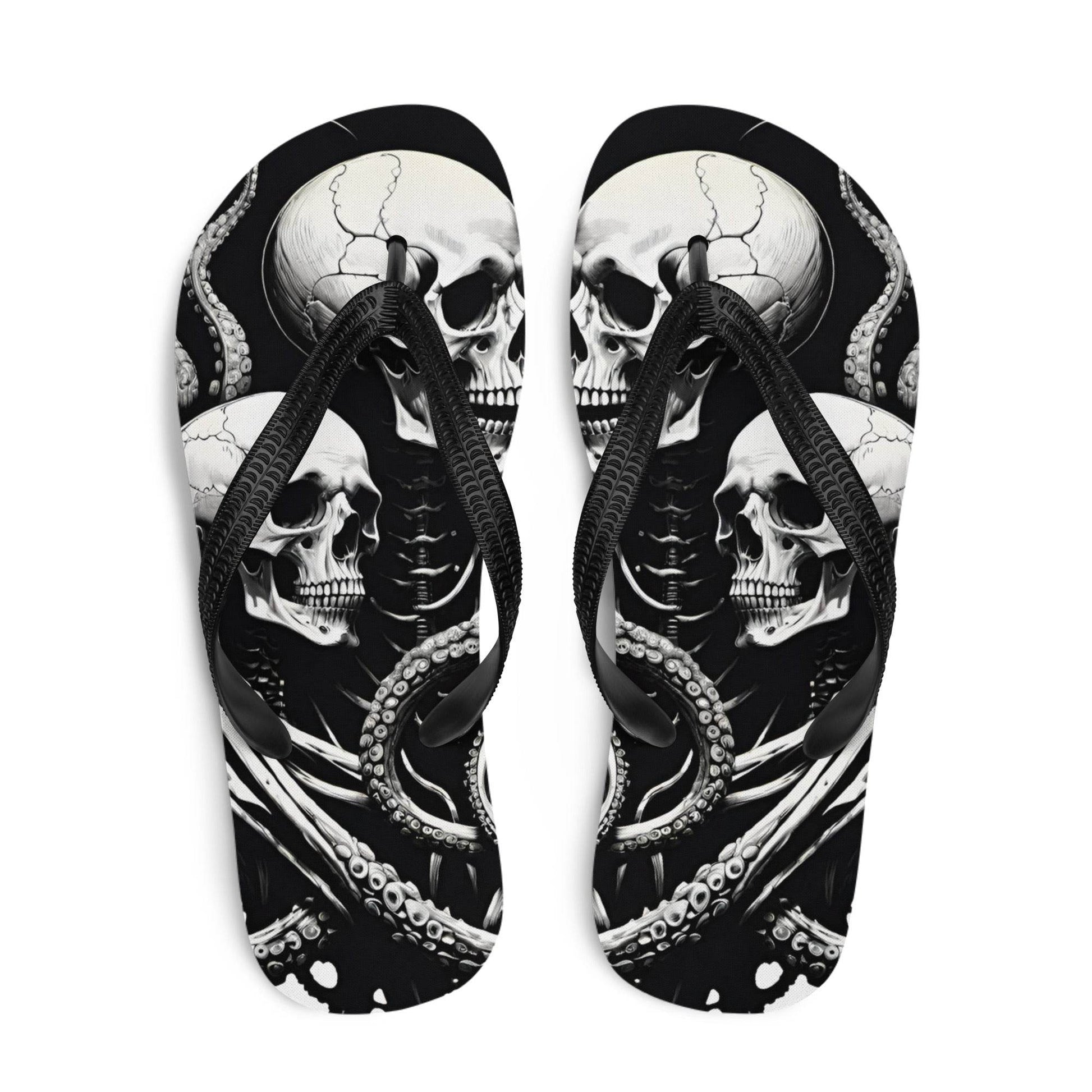 Skeletons and Octopus Tentacles Gothic Flip Flops - S