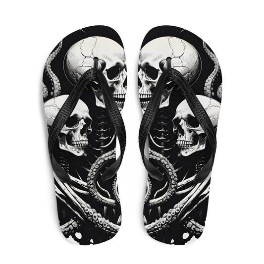 Skeletons and Octopus Tentacles Gothic Flip Flops - S