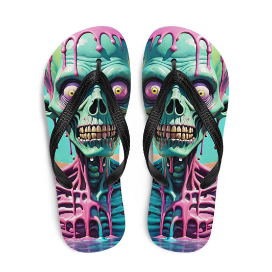 Colorful Melting Candy Zombie Gothic Flip Flops - S