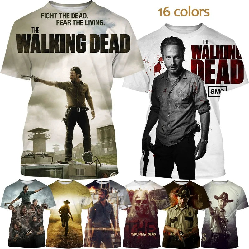 Summer Fashion Casual Creative Round Neck Short-sleeved The New Walking Dead 3D T-shirt Street T-shirt