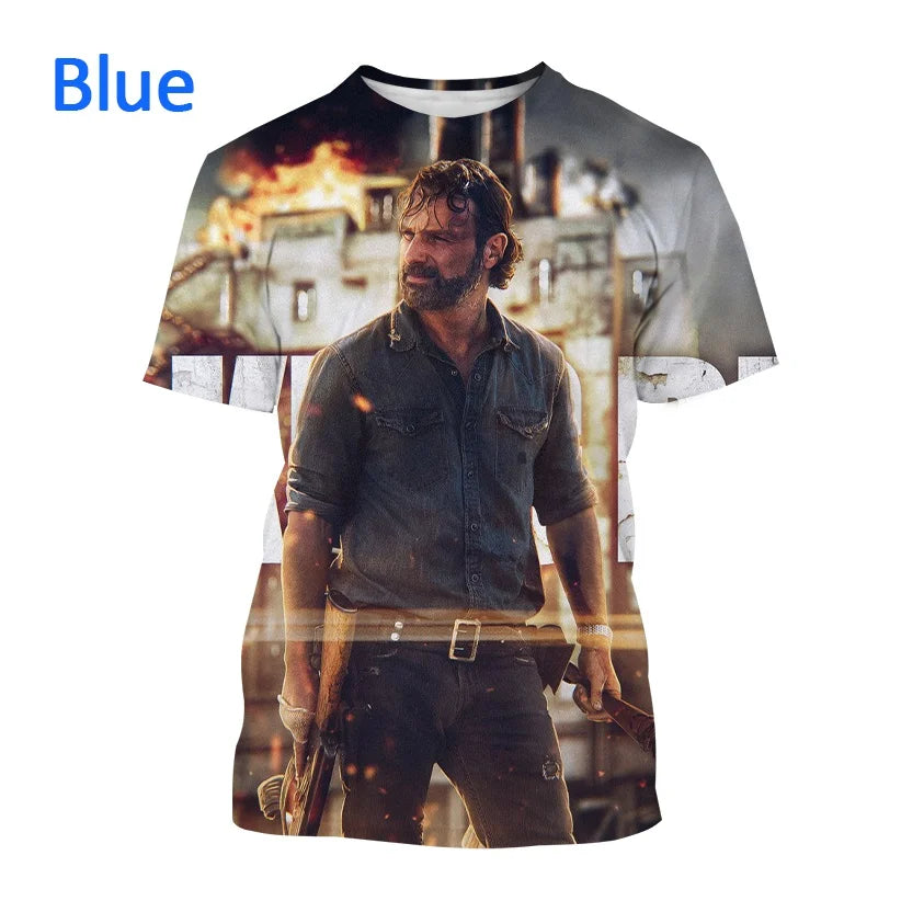 Summer Fashion Casual Creative Round Neck Short-sleeved The New Walking Dead 3D T-shirt Street T-shirt