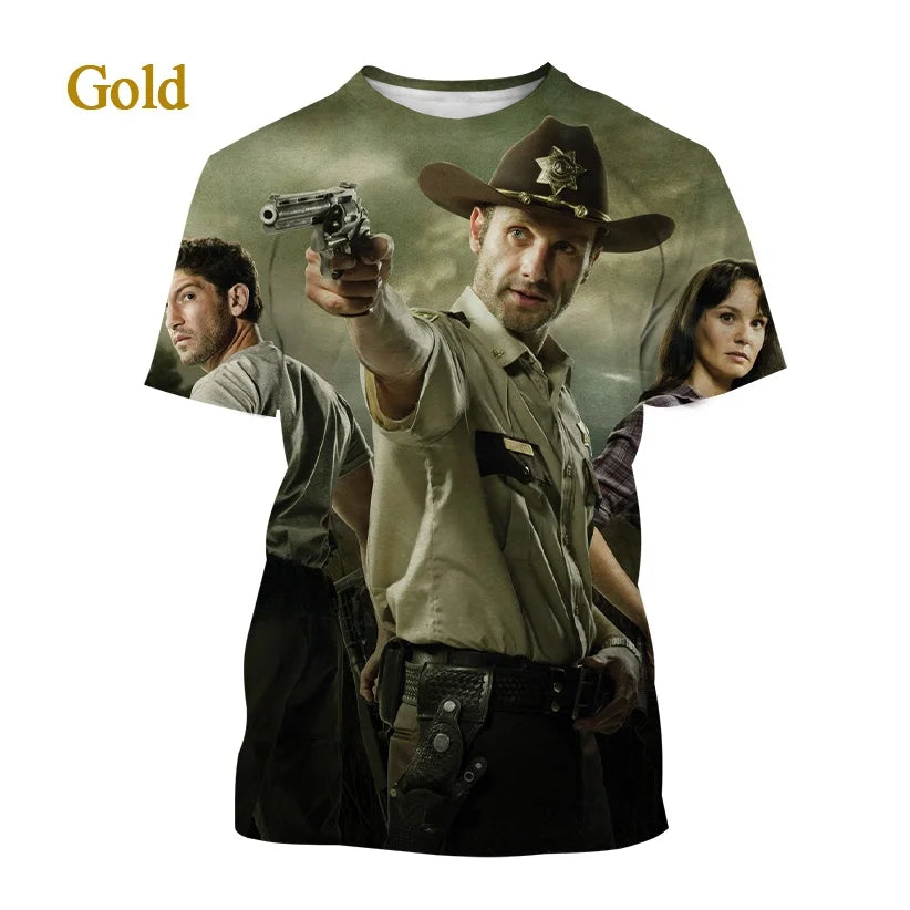 Summer Fashion Casual Creative Round Neck Short-sleeved The New Walking Dead 3D T-shirt Street T-shirt