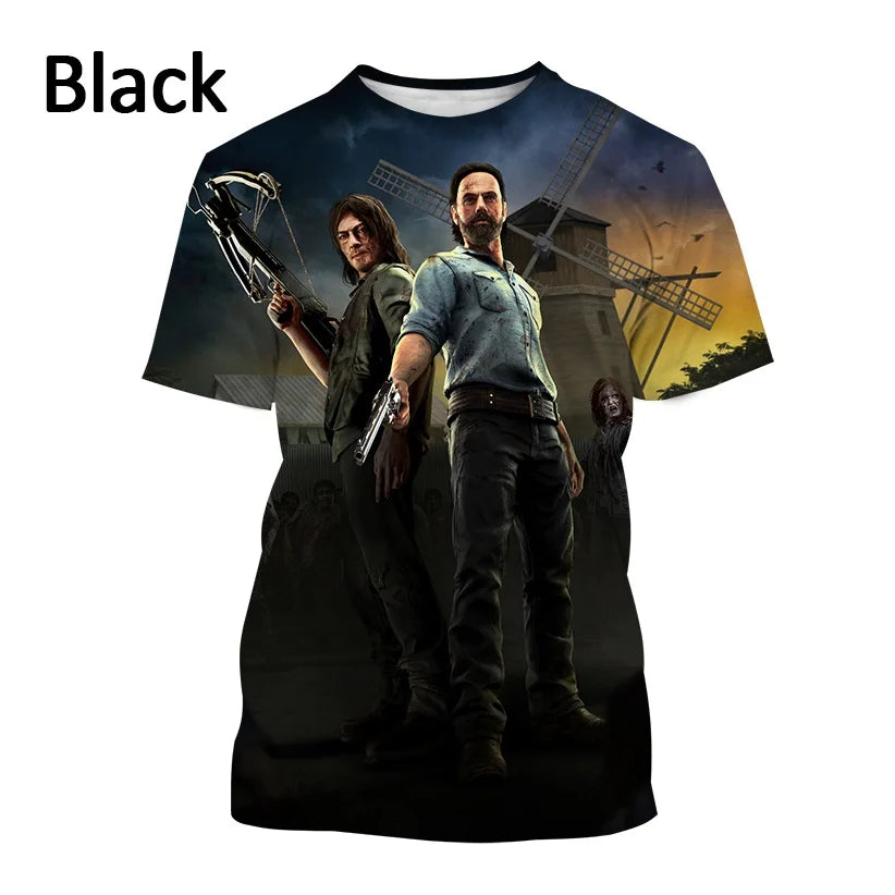 Summer Fashion Casual Creative Round Neck Short-sleeved The New Walking Dead 3D T-shirt Street T-shirt