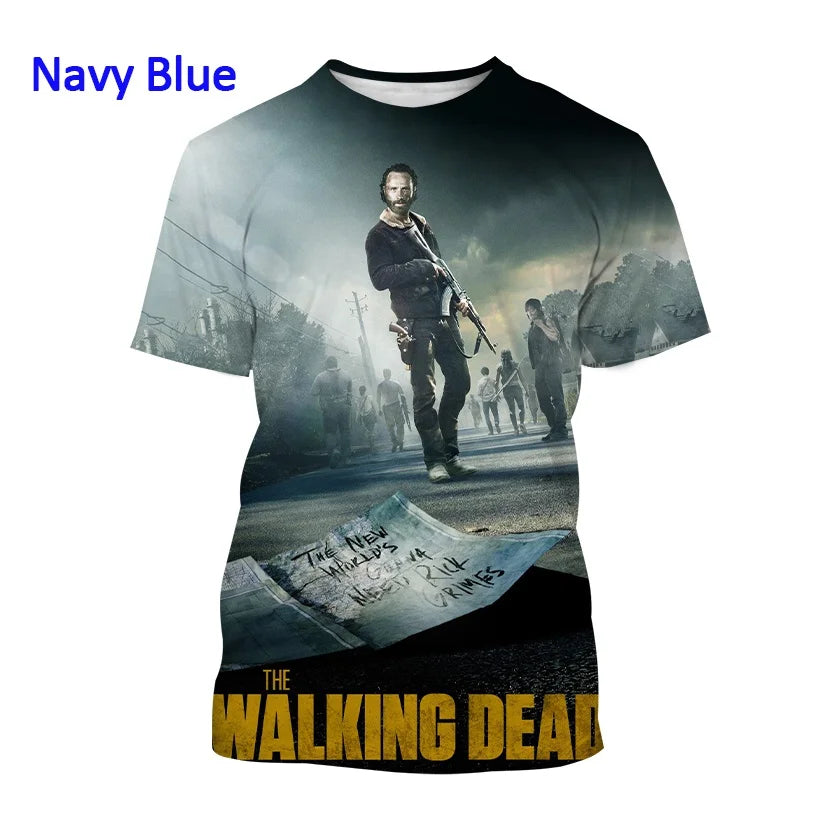 Summer Fashion Casual Creative Round Neck Short-sleeved The New Walking Dead 3D T-shirt Street T-shirt