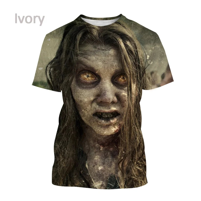 Summer Fashion Casual Creative Round Neck Short-sleeved The New Walking Dead 3D T-shirt Street T-shirt